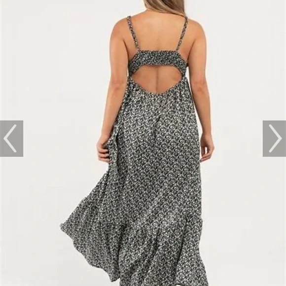 KNOW ONE CARES Satin Maxi Dress Pink / Cream size large - Picture 4 of 8